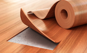 Dark brown linoleum laminate flooring roll